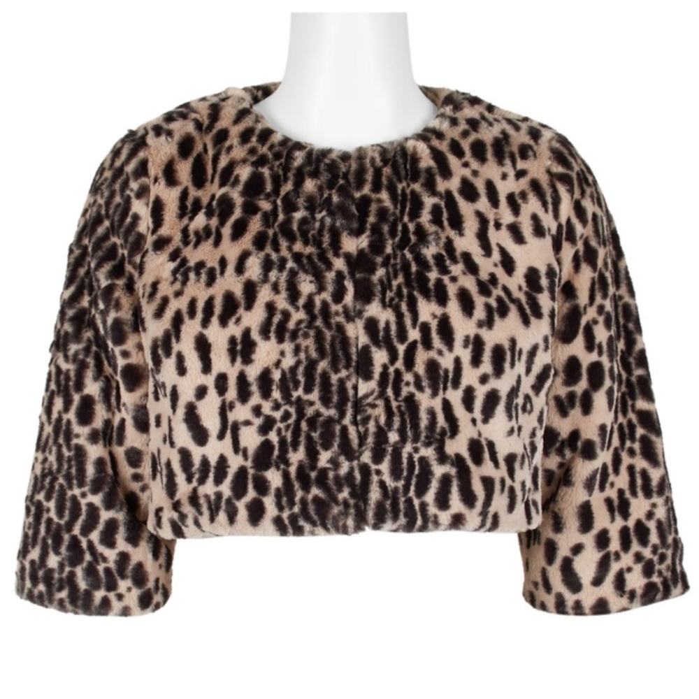 Betsey Johnson Faux Fur Shrug Jacket Leopard NWT M